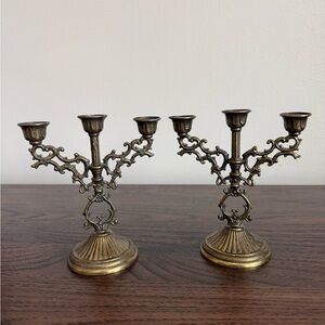 Mini Brass Candelabras - Set of 2